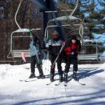 Getting off of the ski lift at Wachusett