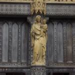 Virgin Mary and Baby Jesus statue at the Abbey entrance