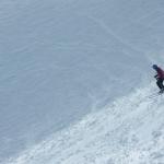 Katie skiing in the Blackcomb glacier bowl