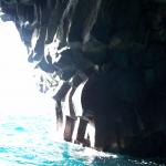 Looking out from within a lava cave