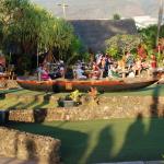 Outrigger canoe on the lu&#039;au stage