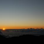 The sun breaks the horizon at Haleakala