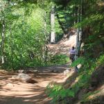 Katie hiking down along the trail