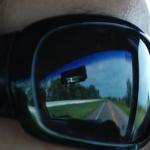 The highway, reflected in Katie&#039;s sunglasses