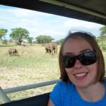 Katie with elephants in the background