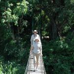 Katie and Jason testing out the bridge over the Grumeti River
