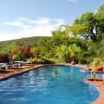 Katie enjoying the pool at Plantation Lodge