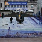 Cool mural on stairs at Robson Square