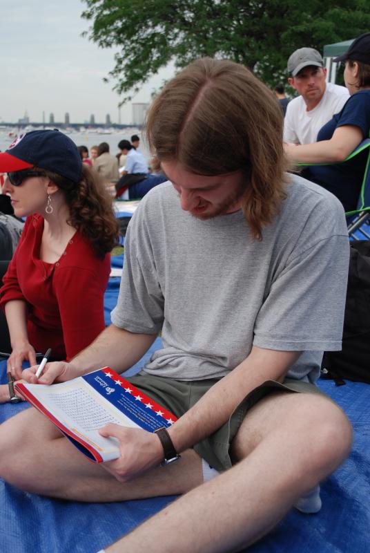 Steve struggles with a word puzzle