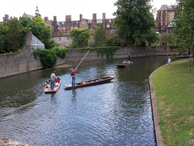 People punting along the river