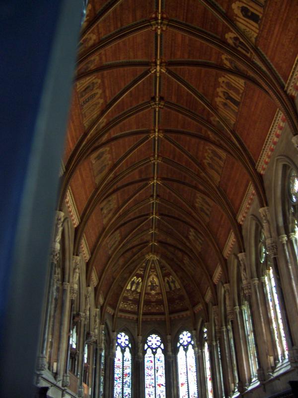 The vaulted ceiling of the St. John&#039;s College cathedral