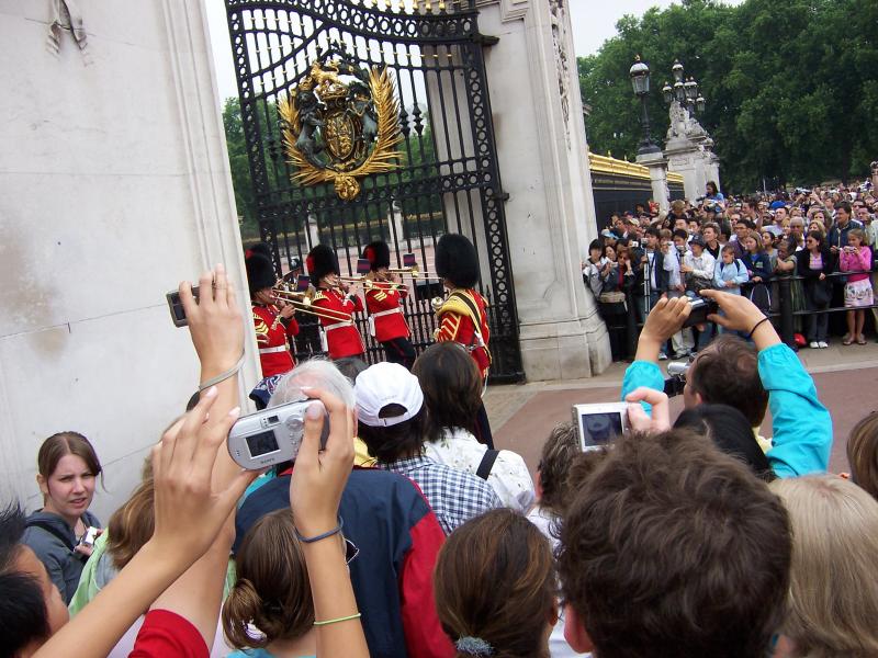 Another band prepares to march from Buckingham Palace