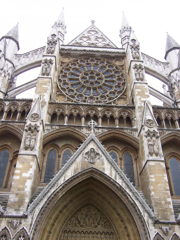 Above the entrance to Westminster Abbey