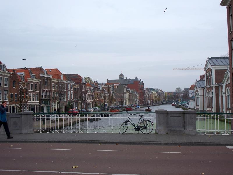 Leiden canal view across a bridge
