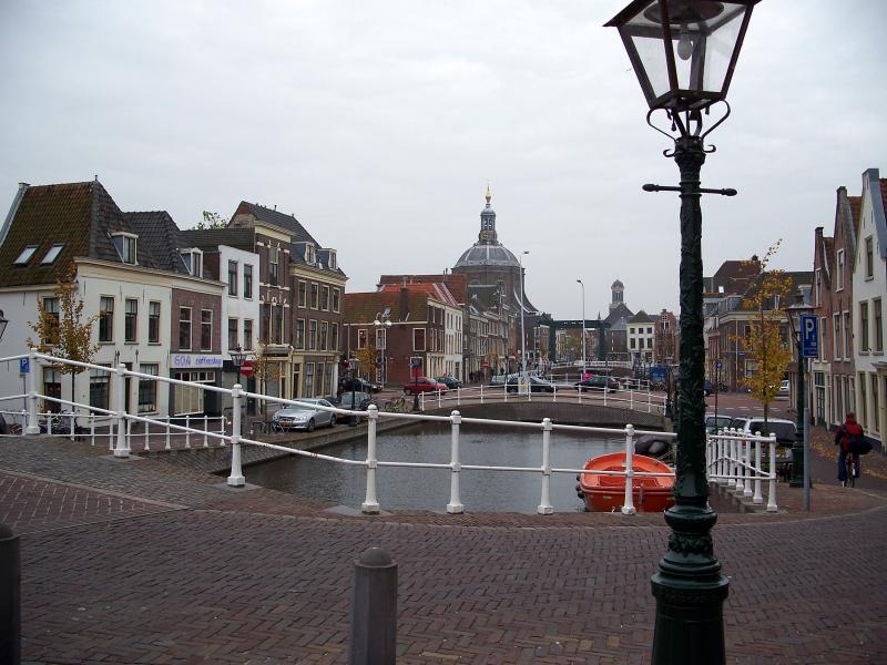 View of central Leiden and old church