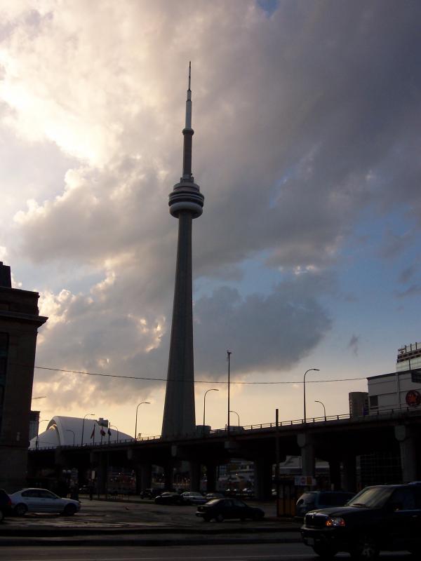 CN tower at dusk