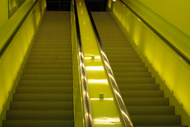 Escalators inside the library