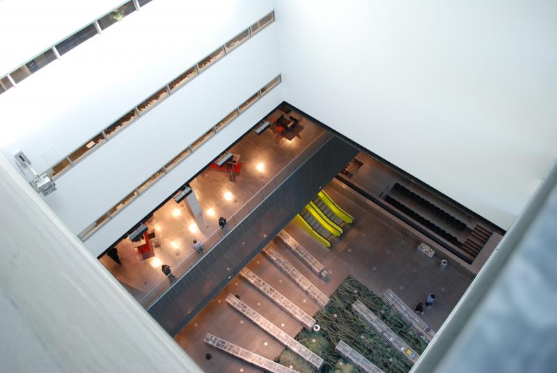 Looking down from the top of the library