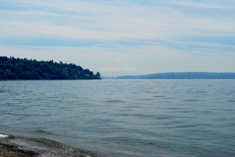 Hazy view of Mt. Rainier from South Beach