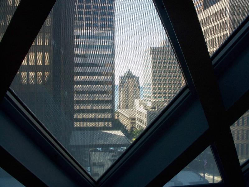 View of Seattle from inside the library