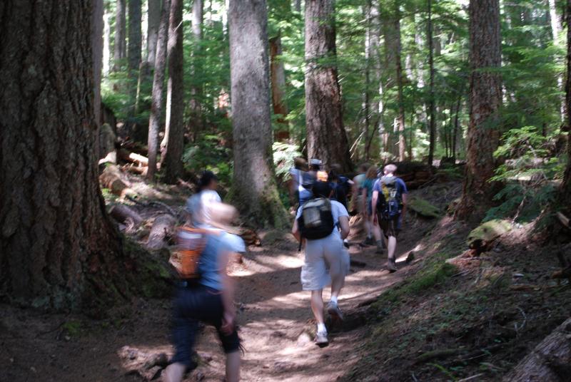 Fast hiking up the trail