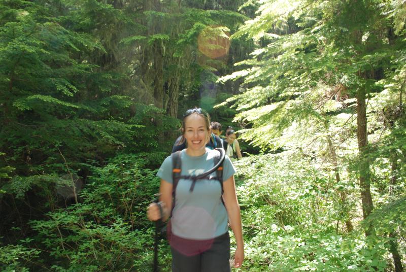Katie hiking the trail