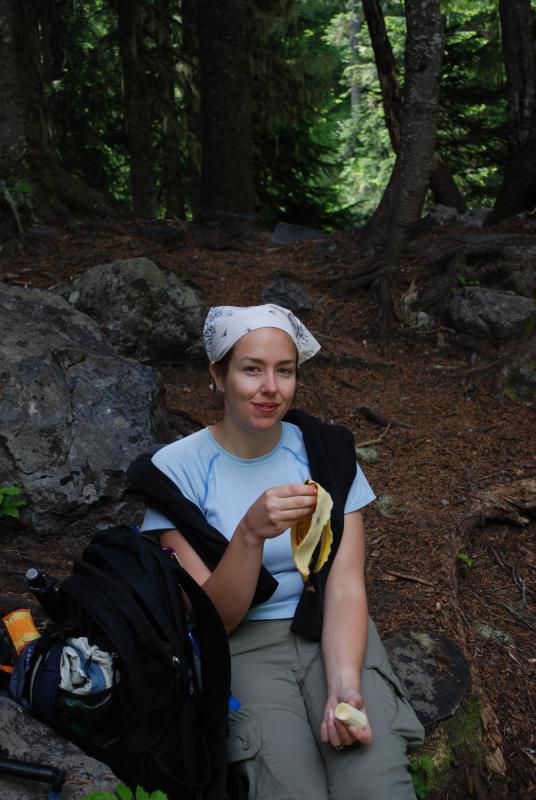 Katie enjoys her banana