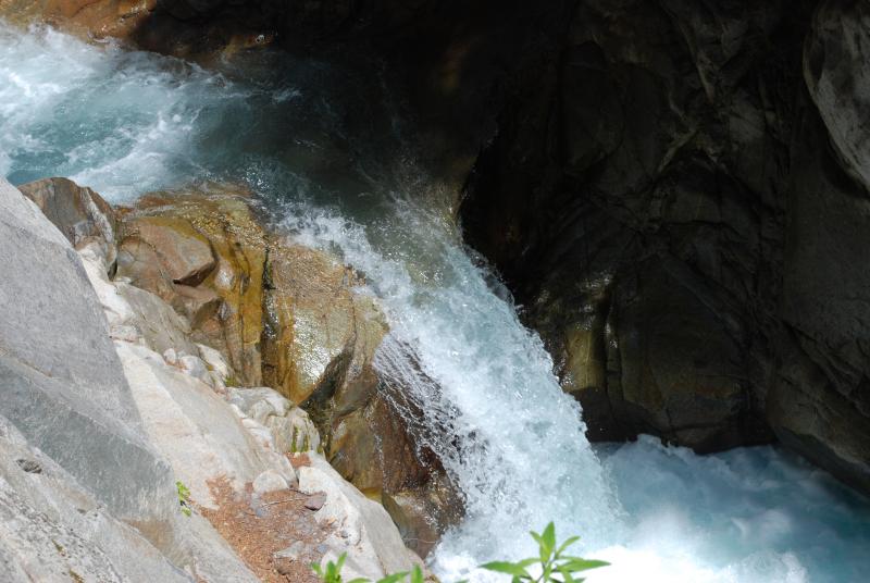 Water rushes toward Christine Falls
