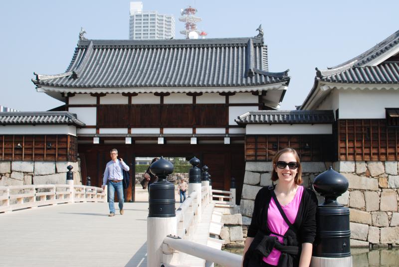 Katie at Hiroshima Castle