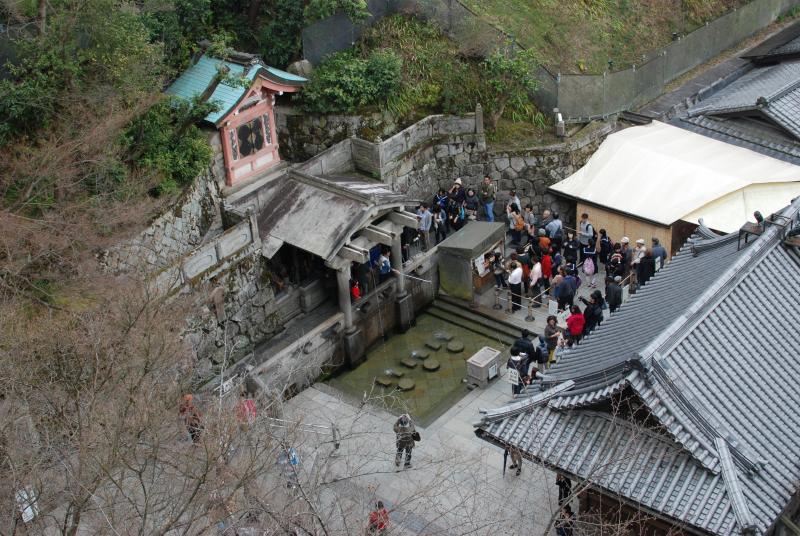 Waiting in line for sacred water at Kiyomizu