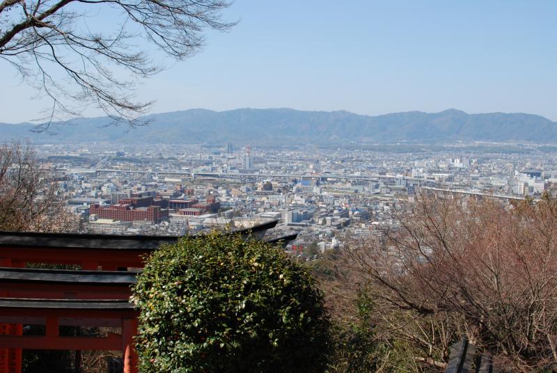 A view of Kyoto from the Inari hillside