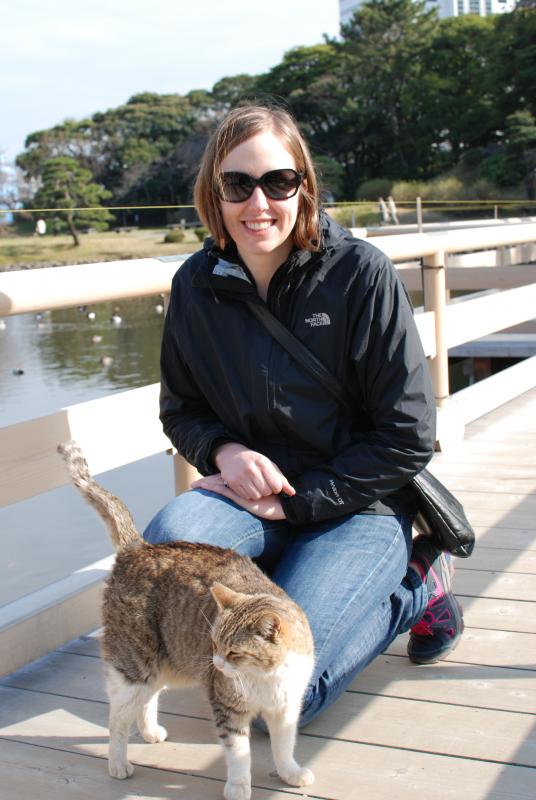Katie meets the local cat