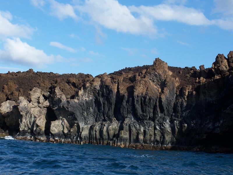 Columnar basalt (hardened lava) up close