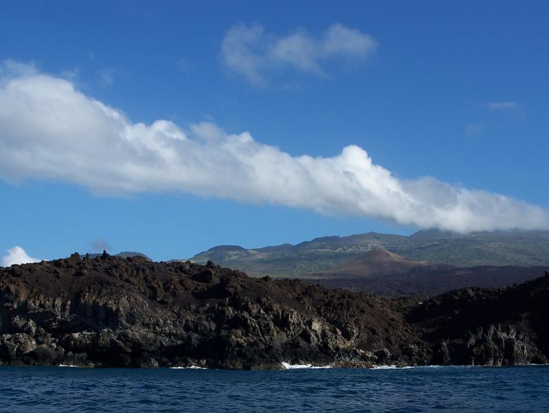 Where a lava flow reached the ocean