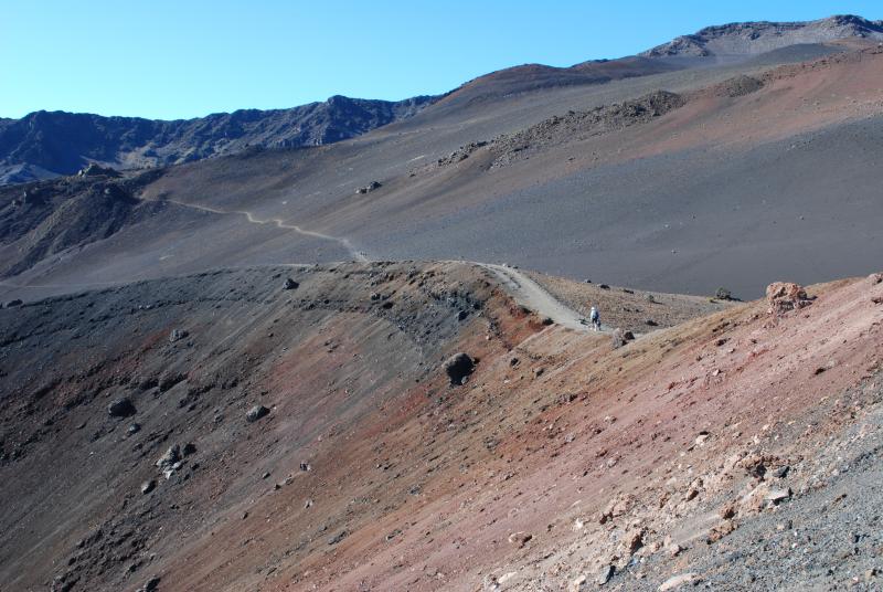 Katie hiking the rim of a cinder cone