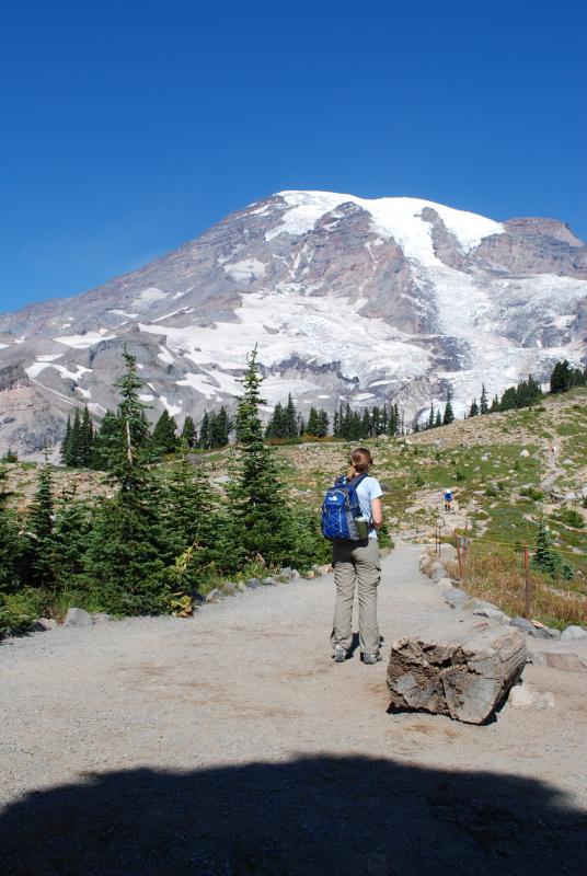 Katie admires the mountain