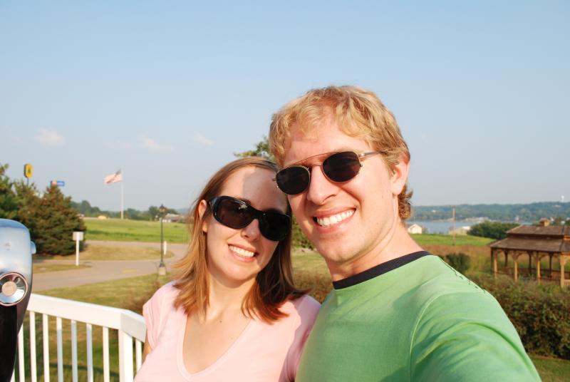 Katie and Jason at the Iowa welcome center