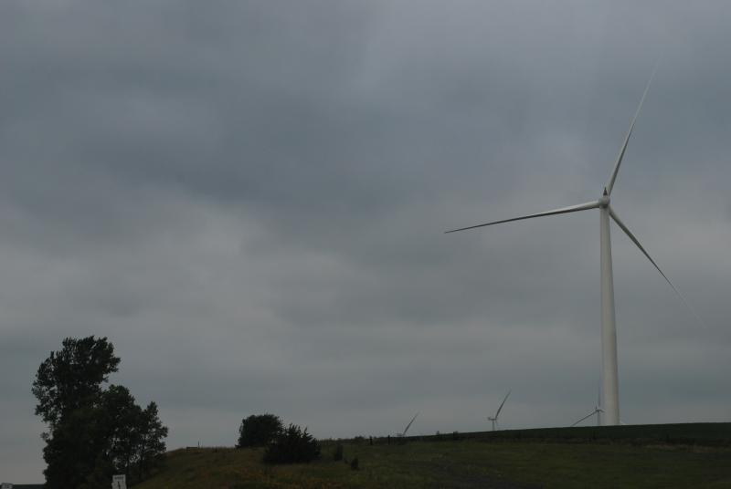 Wind turbines along the highway