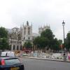 Exterior view of Westminster Abbey, partially hidden