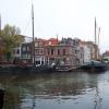 Boats and houses in the center of Leiden