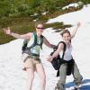 Rachael and Charlotte have fun on the snow