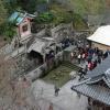 Waiting in line for sacred water at Kiyomizu