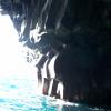 Looking out from within a lava cave