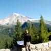 Jason reads about Mt. Rainier