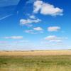 Dried fields and blue skies