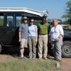 Jason, Katie, Ndeskoi, and Lucy awaiting our plane at Grumeti airstrip